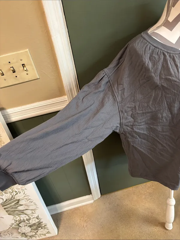 aerie Charcoal Gray Tie-Front Sweatshirt - Image 2