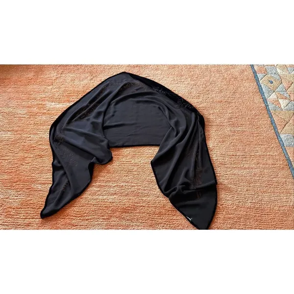 Black Vintage Velvet Burnout Scarf Sheer Floral Shawl - Image 5