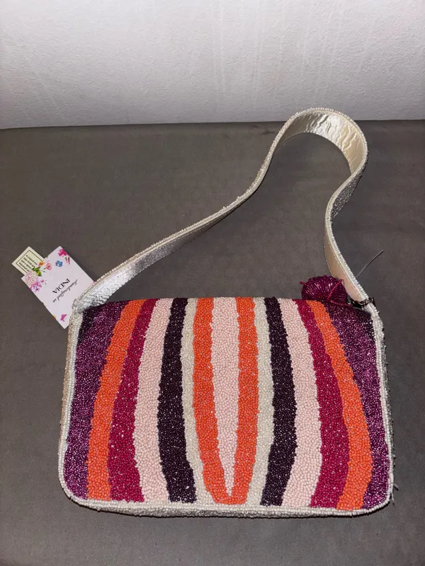 NWT Handcrafted Multicolored Beaded Shoulder Bag - Image 7