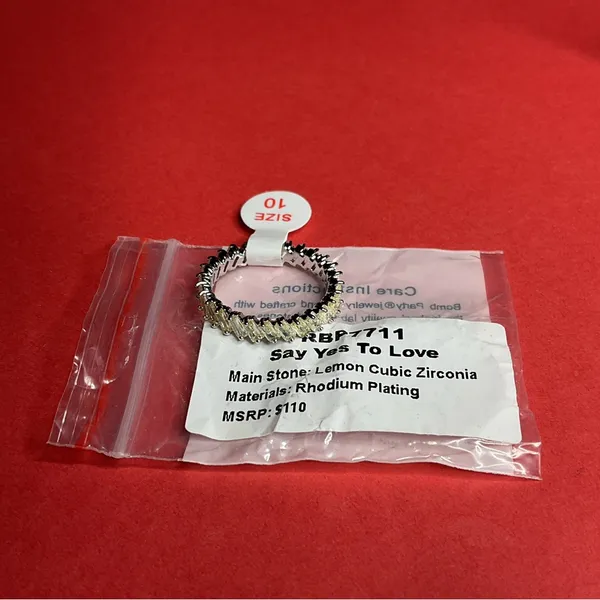 Bomb Party RBP7711 “Say Yes To Love” Cubic Zirconia on Rhodium Size 10 Ring NWT - Image 5