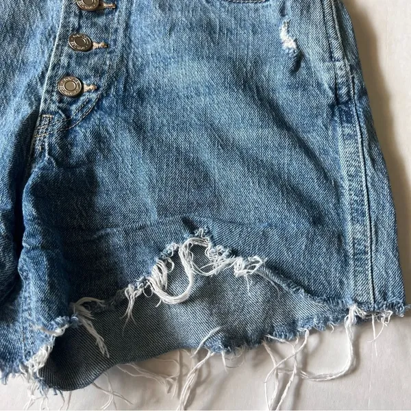 Gap denim button fly high rise cheeky shorts size 0/25 Denim - Image 6