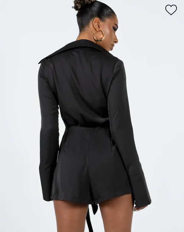 Princess Polly Black Long Sleeve Romper - Image 2