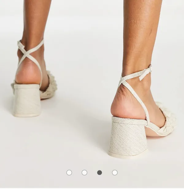 Natural Woven Block Heels Size 9 - Image 3