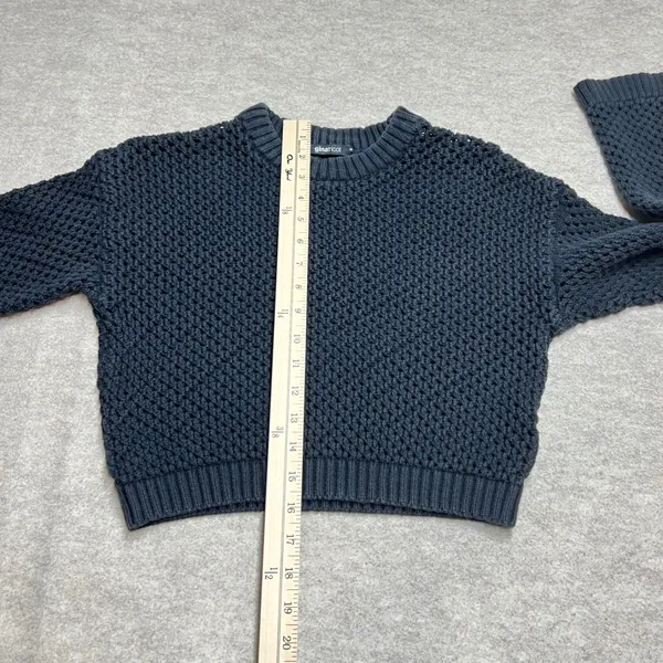 Dark‎ Coquette Y2K Gina Tricot XS Cropped Sweater Chunky Open Knit Crew Neck GUC - Image 5