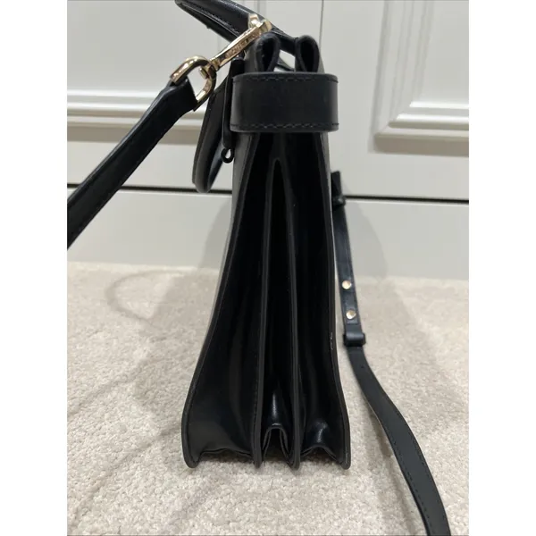 Michael Kors Tatiana Convertible Satchel Crossbody‎ Handbag Black Leather - Image 6