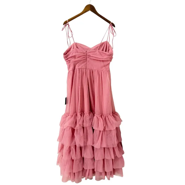 Lulus Endlessly Darling Dusty Rose Mesh Tiered Tie-Strap Maxi Dress size XL NWT - Image 5