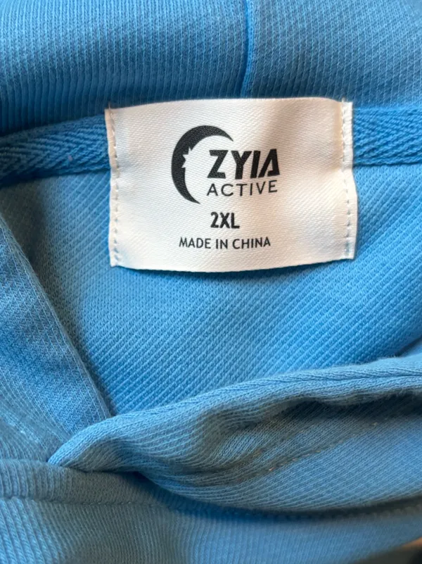 Zyia Active Cropped Drawstring Hoodie sz 2XL Blue - Image 3