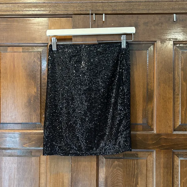 NWT Divided by‎ H&M Black Fully Lined Sequin Skirt Size Small Elastic Waist - Image 2