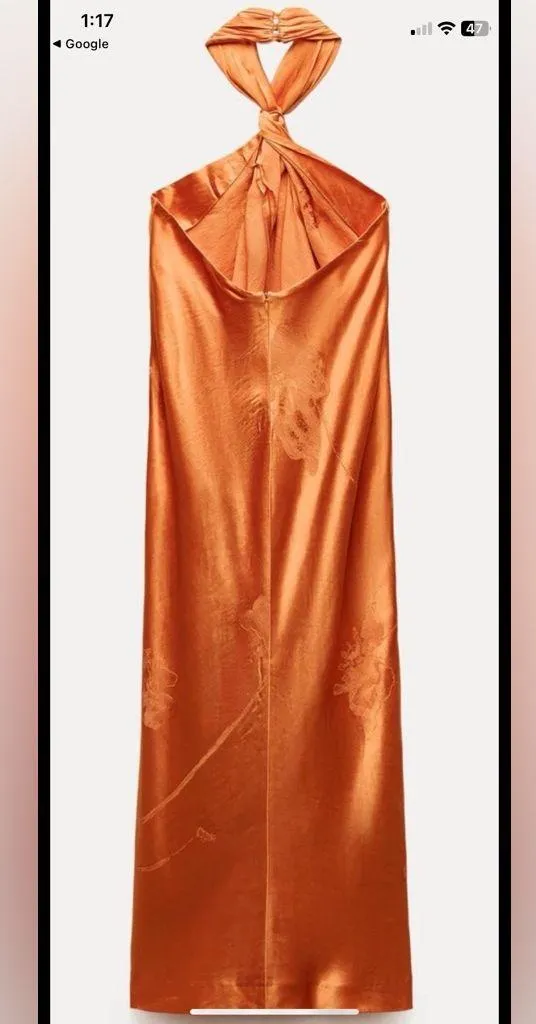 Zara Woman Collection Orange Jacquard Halter boho Dress NWT party resort 189$ - Image 6