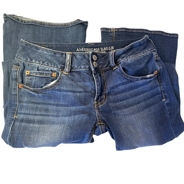 American Eagle Artist Flare Jeans Womens 6 Short Blue Excellent Super Stretch - Image 5