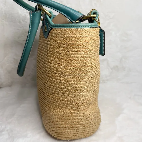 y2k Coach Straw Tote Shoulder Bag - Image 4