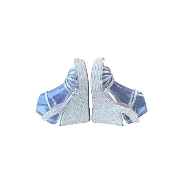 MIA Silver Metallic Espadrille Wedge Platform Sandals Womens 8M bohemian - Image 4