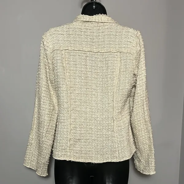 CAbi #985 XS Wheat Chenille Tweed Knit Blazer - Image 5