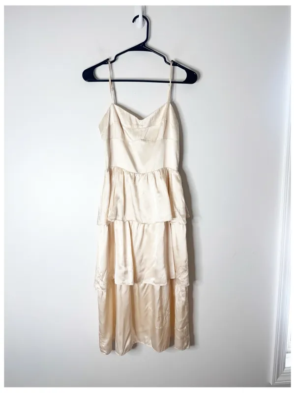 Amanda Uprichard Rosalia Tiered silk dress light pink blush medium - Image 5