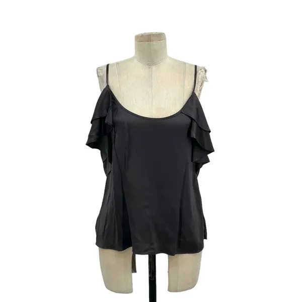 Cami NYC Samantha Cold Shoulder‎ Silk Top In Slate Gray Silk Size Small - Image 3
