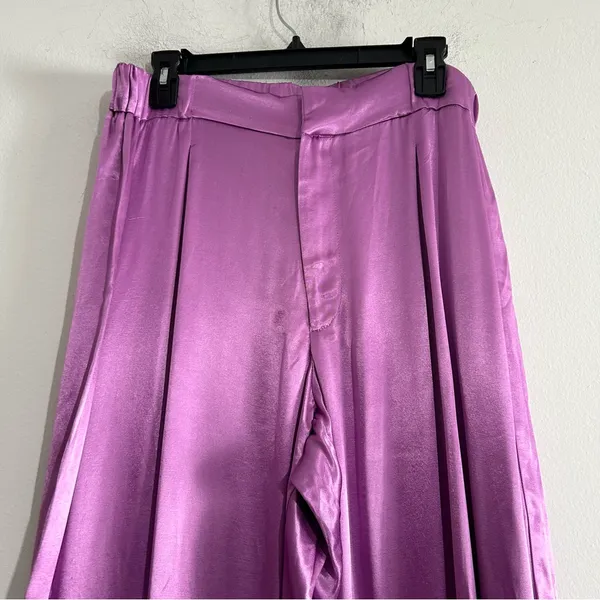Free People Good Days Satin Trousers Purple Medium Festival Party Going Out - Image 7
