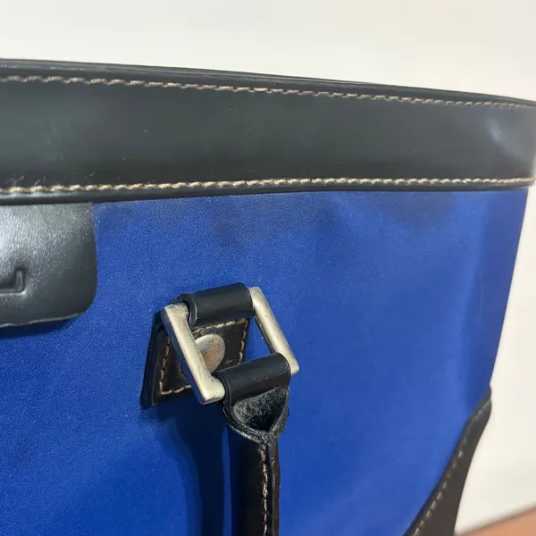 Ralph Lauren Tote Bag Royal Blue Nylon Black Trim RL Logo Top Handle Carryall - Image 9