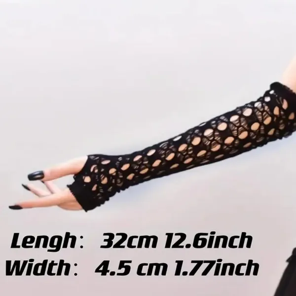 Black Hollow Out, Elegant Decorative Arm Cover, Leisure Style Fingerless Sleeves - Image 8