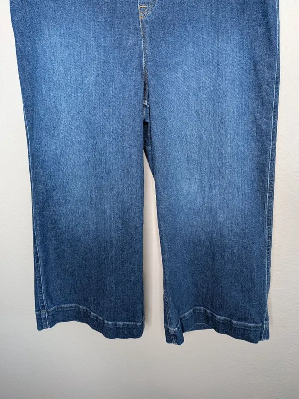 Spanx Womens XL Shapxshape Denim Blue Wide-Leg Crop Jeans 21649q - Image 3