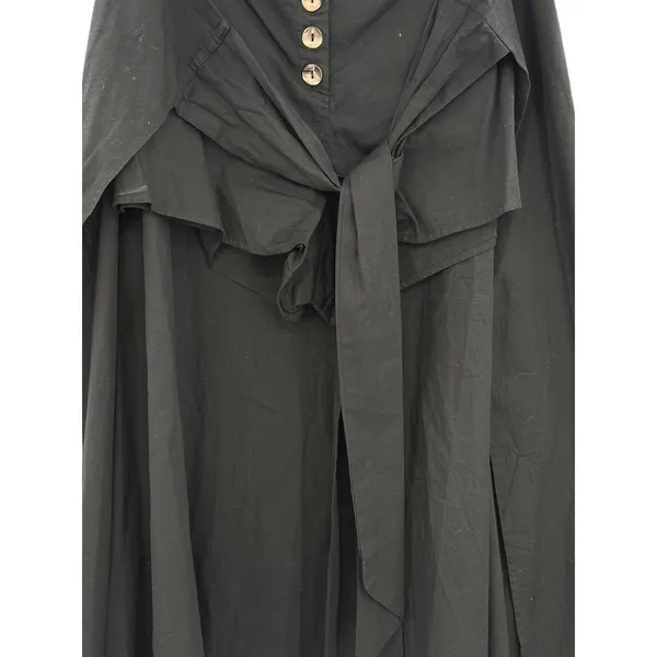 Free People Wrap Tie Front‎ Button Shorts Black Cotton Asymmetrical Size XS - Image 3