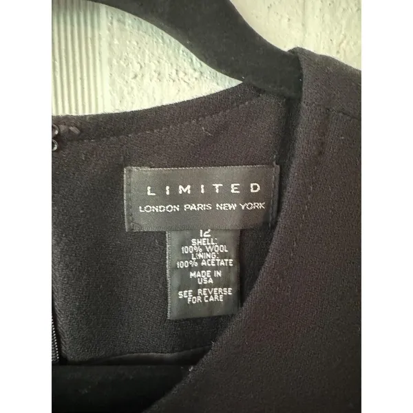 The Limited Vintage Black Wool Dress Sheath Career Office Size 12 Made in‎ USA - Image 6