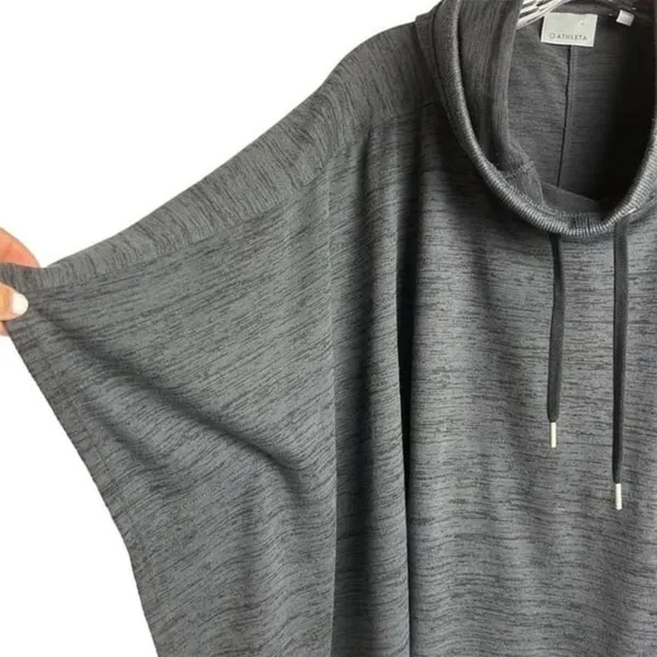 Athleta Women's Gray Hooded Poncho‎ Sweatshirt Pullover Size S - Image 8