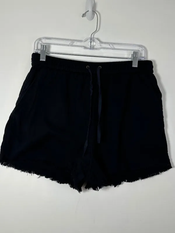 Aritzia Wilfred Free Womens Medium Sail Shorts Pull-On Drawstring Raw Hem Black - Image 2