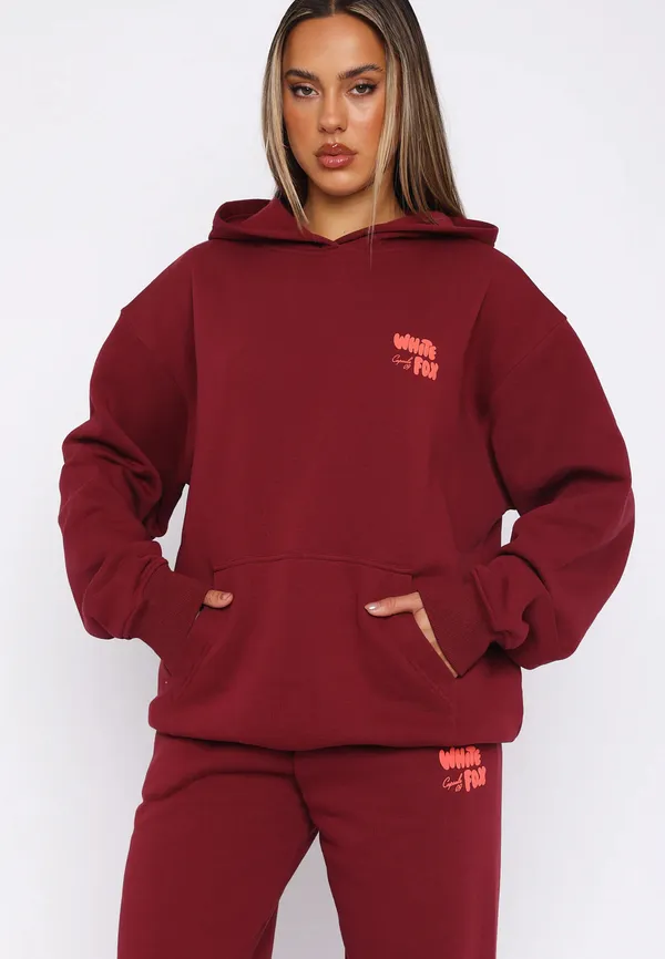 White Fox Capsule 9 Star Of The Moment Oversized Hoodie Burgundy - Image 3