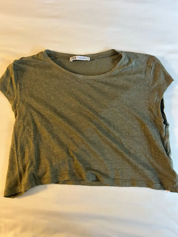 Zara Green Cropped Tee - Image 2