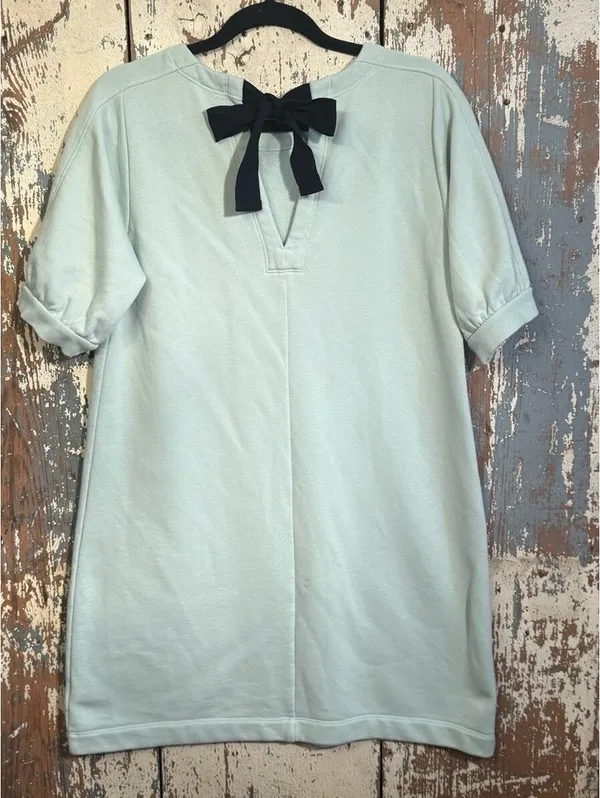Free Assembly green short sleeve French Terry Dress bow detail size Medium - Image 5