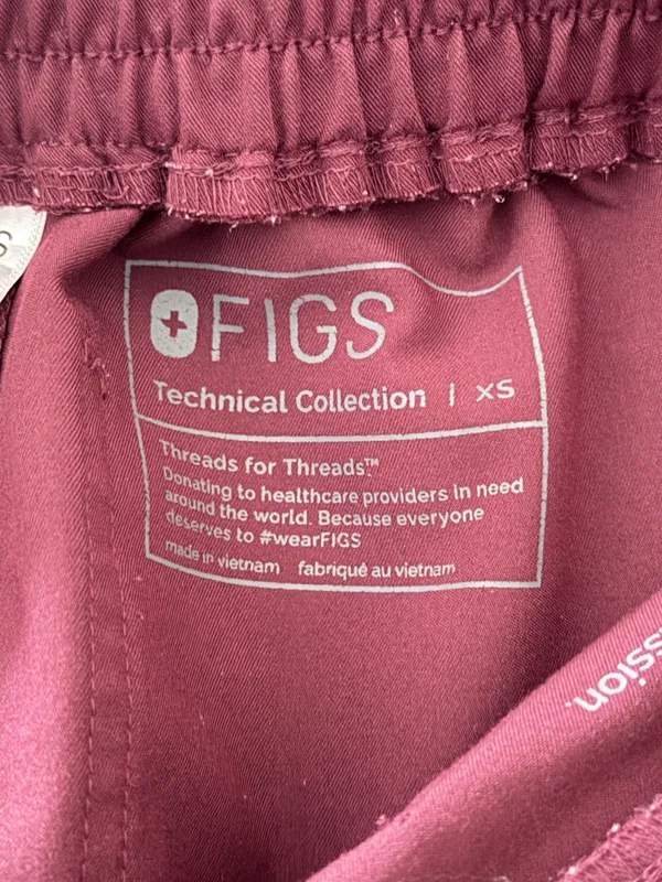 Figs Yola FIONx Elastic Waistband Scrub Pants Size Extra Small Burgundy - Image 4
