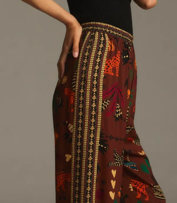 Farm Rio Tropical Print Pull-On Straight Leg Pants, Size M - Image 3