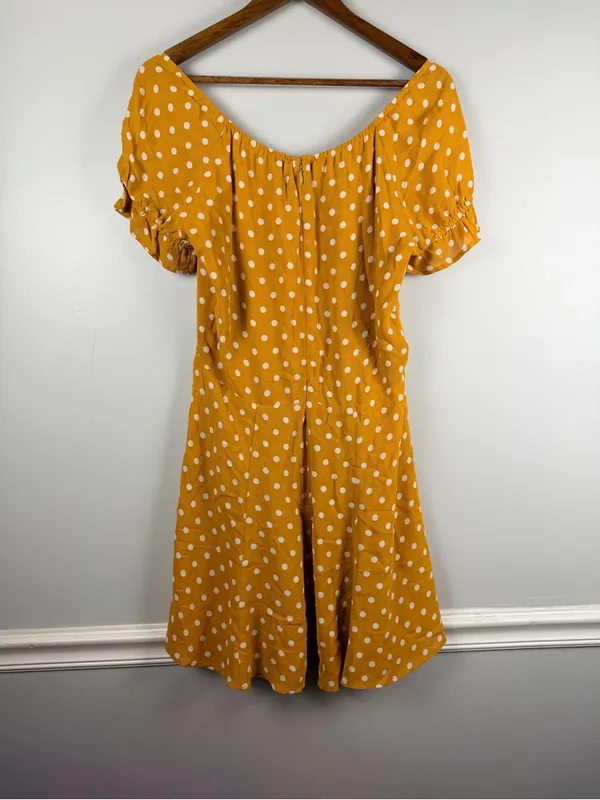 Reformation yellow white polka dot Arlene dress size 10 - Image 5