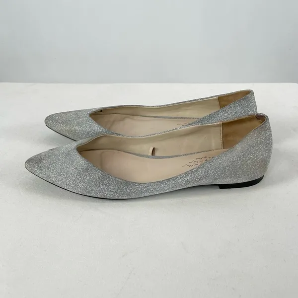 Zara Glitter Slip On Point Toe Ballet Flats in‎ Silver Size 38 or 7.5 - Image 3