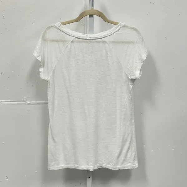 Garnet Hill‎ Linen Modal Blend Boxy Scoop Neck Raglan Short Sleeve Tee Small Wht - Image 2