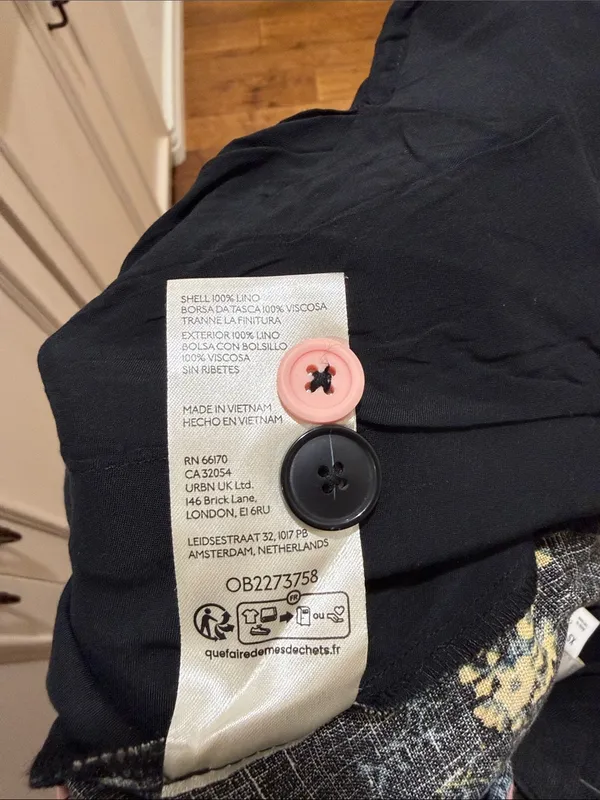 Maeve by Anthropologie Avery Black Floral Rose Wide-Leg Pants Linen Trousers XS - Image 9