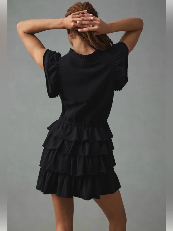 Anthropologie Sundays June Tiered Mini Dress Sz M - Image 3