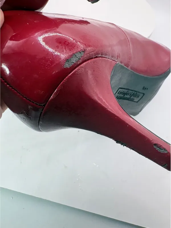 Pumps Size 9 Burgundy Comfort Plus Patent Low Heel Dress Shoes - Image 5