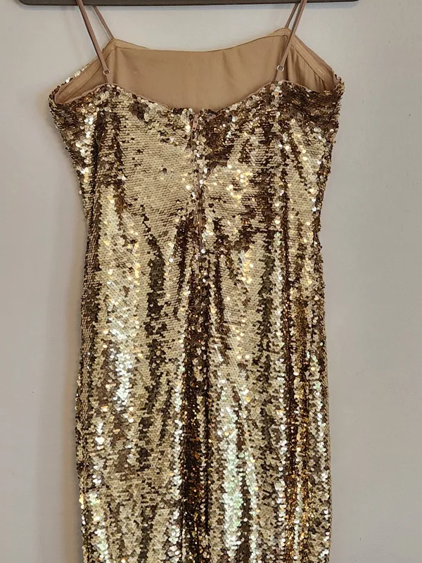 Gianni Bini Gold Sequin Midi Slip Dress Size Small NWT Sequin Cocktail Dress - Image 5