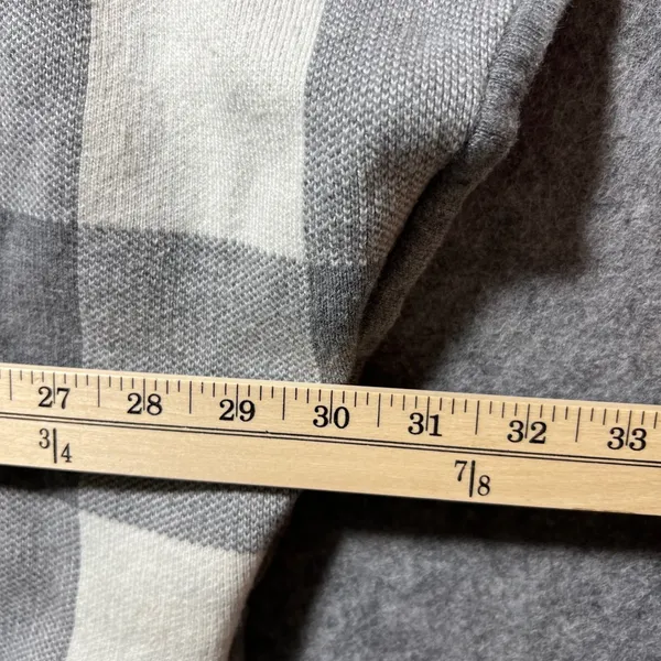 Jones‎ New York Sweater Poncho Cape Grey White Buffalo Plaid Full Zip Front L/XL - Image 6