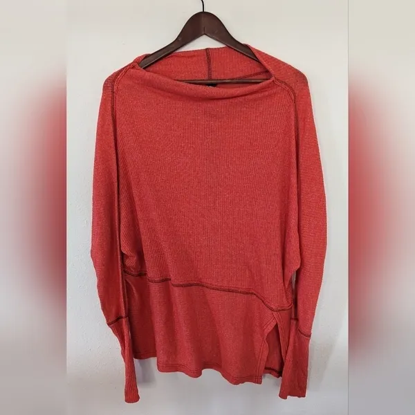 Free People Top XS Cherry Coral‎ We The Free Londontown Thermal Oversized - Image 2