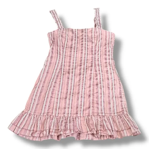 Alexis‎ Brandy Dress Rose Stripe Mini Pink White Ruffle Hem Square Neck Cotton - Image 7