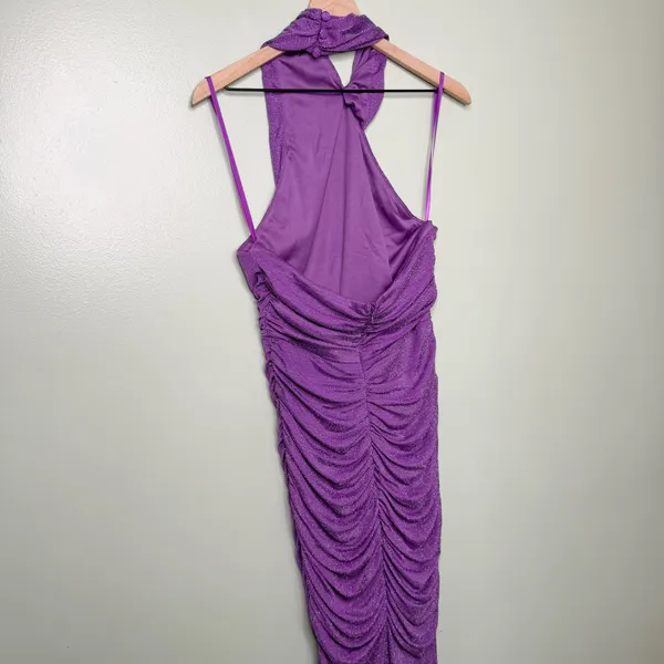 NWT Hello Molly Fabulous Spark Halter Glitter Maxi Dress Purple Women’s Size 8 - Image 8