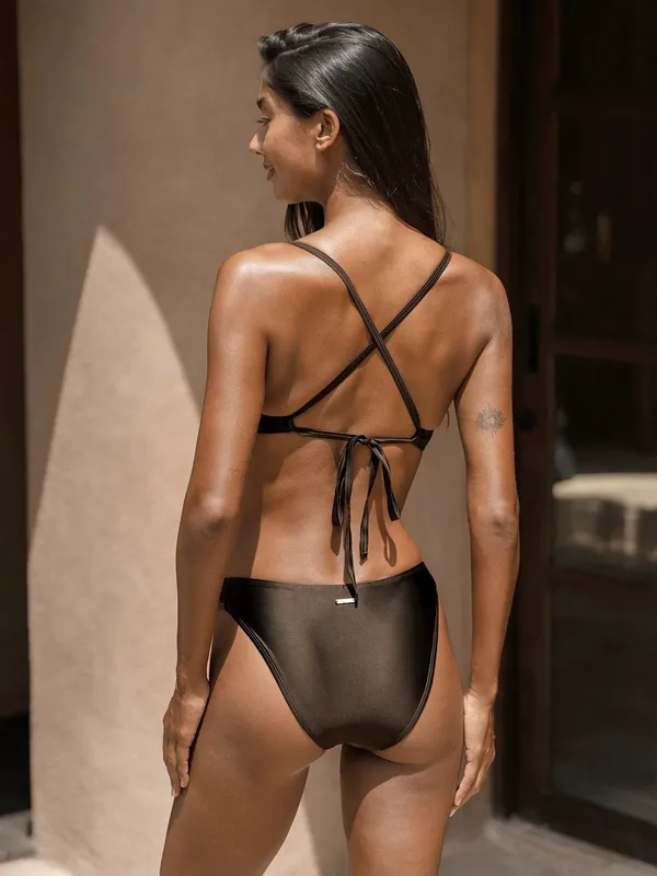 Berlook Chocolate Brown Ruched Underwire Bikini Top & Bottom - Image 5