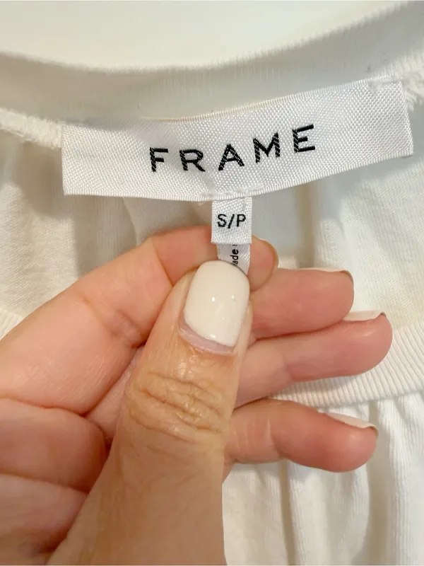 FRAME Women’s The Gathered Tee in White 100% Cotton Short‎ Sleeve - Image 5
