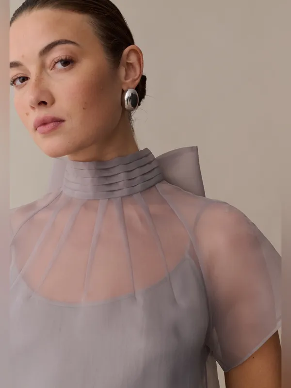 NWT Few Moda Joni Dress size Small Stone Gray Silver Staud mini - Image 3