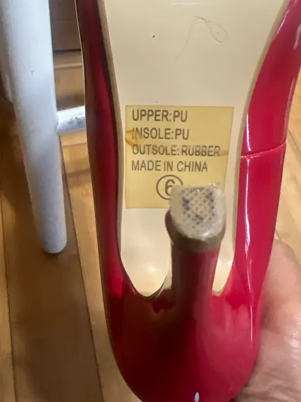 Classic Patent Peep-Toe High Heels in Red - Image 4
