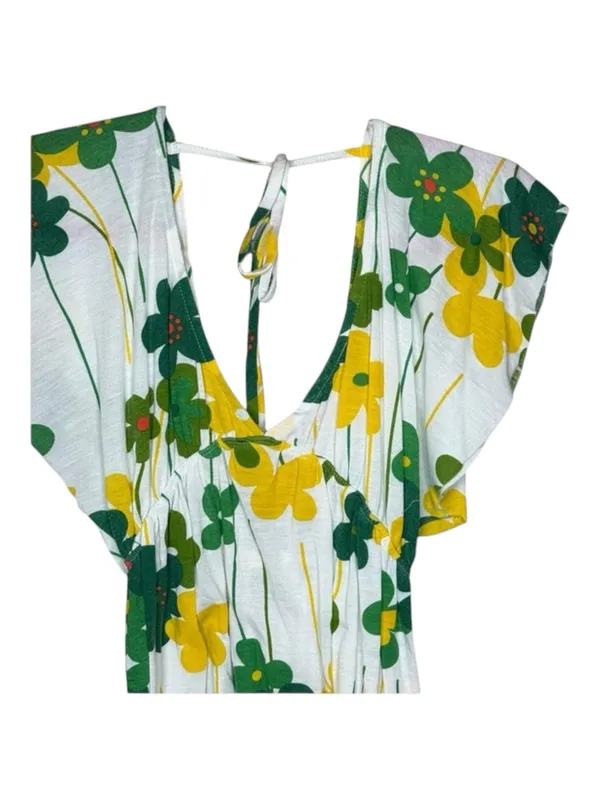 Y2K: Yag Couture ✿ Trendy Spring Floral Print Babydoll Tunic Top ✿ White ✿ Large - Image 4