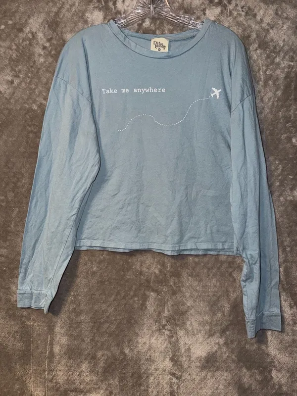 Dirtee Laundry Take Me Anywhere Long Sleeve Crop Top XL Blue - Image 3
