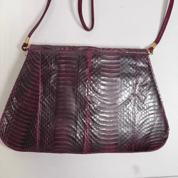J. Renee Small Crossbody Bag Purple Snakeskin Embossed Vintage Faux Leather - Image 5